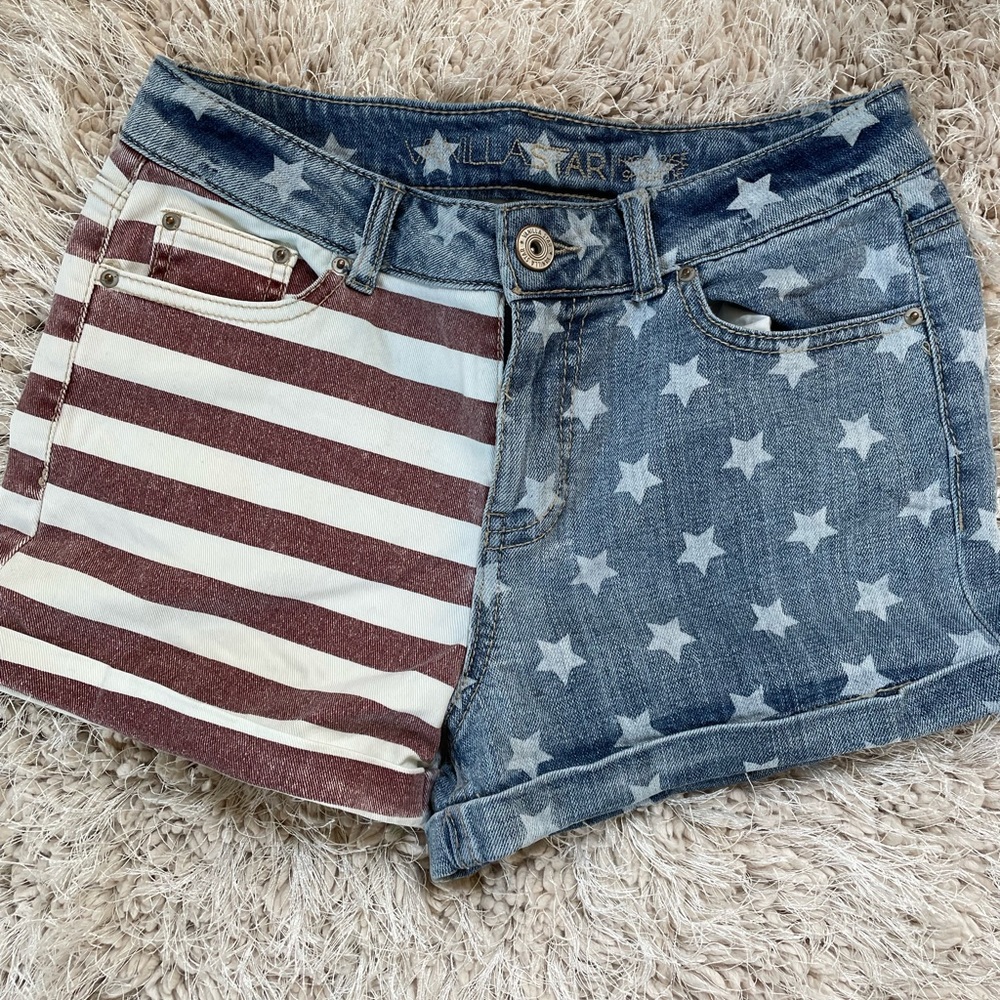 Red white and blue Vanilla Star jean shorts